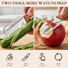 3-in-1 Wood Handle Peeler | Ultra-Sharp Blade + Scallion Shredder + Bottle Opener